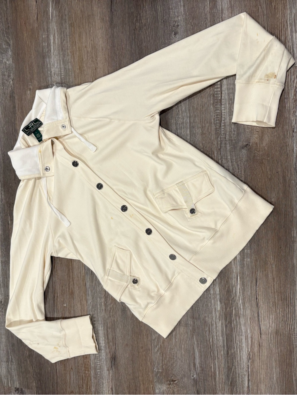 Ralph Lauren Cream Snap-Front Hoodie Jacket